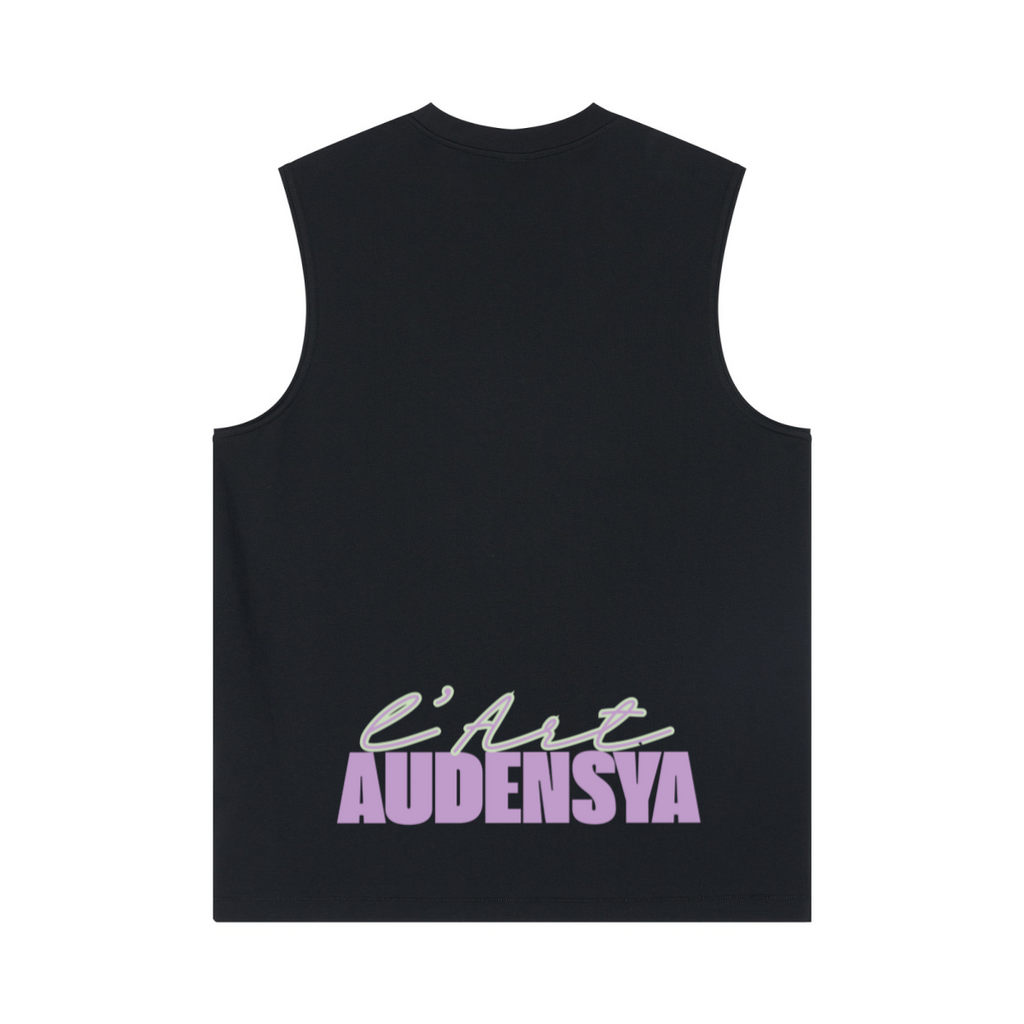 230GSM Unisex Ice-Feel Cooling Solid-Color Crew Neck Tank Top Black