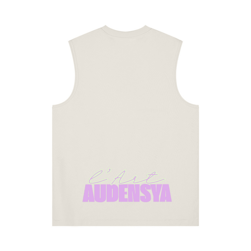 230GSM Unisex Ice-Feel Cooling Solid-Color Crew Neck Tank Top Beige Apricot
