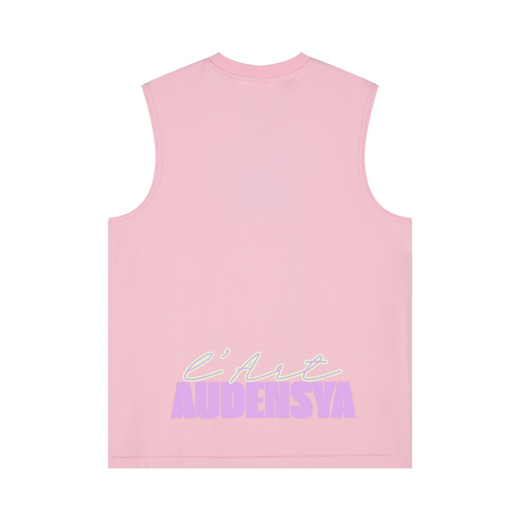 230GSM Unisex Ice-Feel Cooling Solid-Color Crew Neck Tank Top Pink