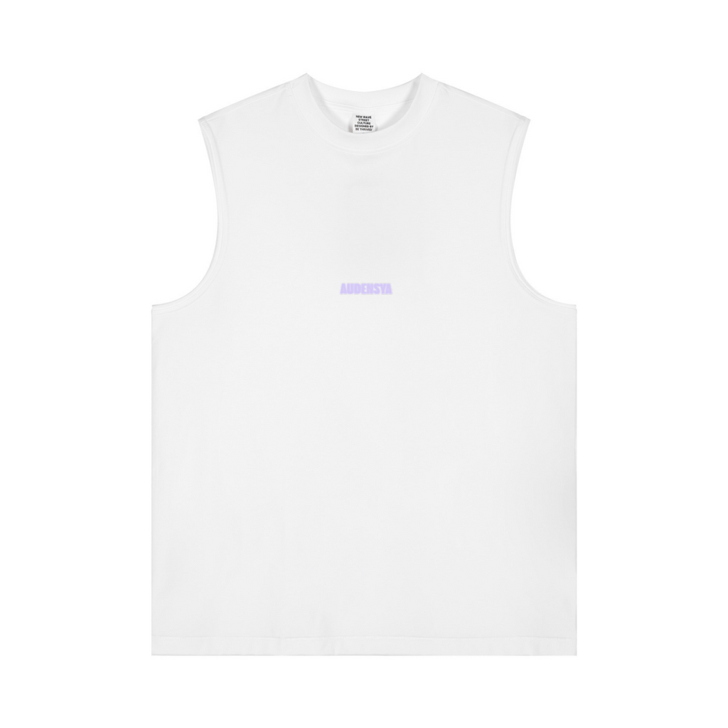 230GSM Unisex Ice-Feel Cooling Solid-Color Crew Neck Tank Top White
