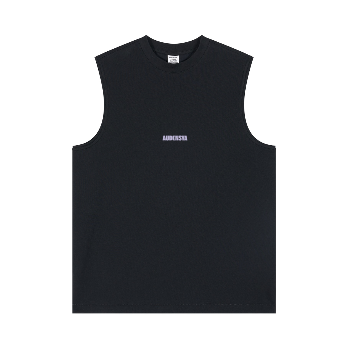 230GSM Unisex Ice-Feel Cooling Solid-Color Crew Neck Tank Top Black